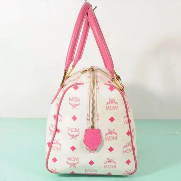 AUTHENTIC MCM Visetos Lion Tote Boston Bag + Dust Bag - Picture 3 of 12